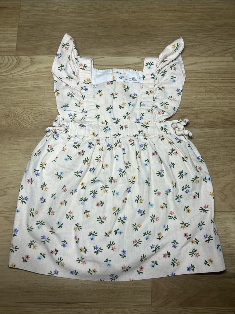 Zara Cream Dress with Tiny Multi-Color Floral Print